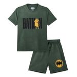 Nap Chief Kids Cotton Batman Dark Knight Co ord Set for Boy's, T Shirt And Shorts for Casual Wear - (WB5060Y_Dark Green_7-8 Years)