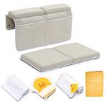 Bath Kneeler with Elbow Rest Pad Set, 1.75 inch Thick Kneeling Pad and Elbow Support for Knee Arm Support, Large Bathtub Kneeling Mat with Toy Organizer for Happy Baby Bathing Time, Beige