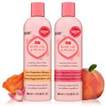 HASK ROSE OIL + PEACH Shampoo and Conditioner Set Color Protecting for all hair types, color safe, gluten-free, sulfate-free, paraben-free, cruelty-free, Allure Best of Beauty Award Winner - 1 Shampoo and 1 Conditioner
