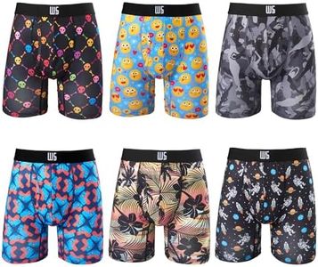 Warriors & Scholars Chafe Safe Pouch Boxer Briefs For Men Pack Of 6, Ultra Soft, Breathable Quick Dry, Moisture-Wicking, Buldge Enhancing Mens Underwear, AM220 M