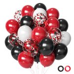 Red Black White Latex Balloons, 50Pcs 12inch Black Red White Party Balloons for Birthday,Wedding,Baby Shower,Casino Party, Race Car Party,Valentine's Day