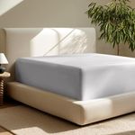 Bare Home Queen Fitted Sheet - Extra Deep Pocket - Premium 1800 Microfiber - Ultra-Soft Wrinkle Free - Queen Deep Pocket Bottom Sheets (Queen - 11" to 22" Pocket, Light Grey)