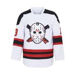 Men's Voorhees 13 Jason Friday Movie Ice Hockey Jersey Halloween Stitched, White, XXL