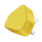 3 Pin Plug USB Mains Charger Adapter, 1AMP 1000mAh Fast Speed Universal Travel USB Wall Charger for iPhone,iPad, iPod and Samsung Galaxy Tab, HTC, Tablet & USB Socket Devices (Yellow)