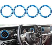 auovo Air Conditioner Vent Ring Interior Accessories for Wrangler JL 2018-2023 Gladiator JT 2020-2023 Dashboard Air Conditioning Vent Outlet Trim Cover Aluminum Alloy (Blue, 2018-2023)