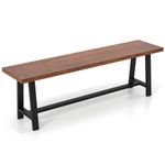 Giantex 60” Wood Dining Bench, 3 Person Entryway Shoe Bench with Metal Frame, Rectangular End of Bed Bench, Farmhouse Indoor Bench for Hallway, Living Room & Dining Room (60”L)