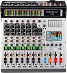 Depusheng AG8 Professional dj mixer 8 channel 99 DSP Echo audio sound mixer with MP3 USB Bluetooth 48V phantom power grouping and 2 AUX interfaces for Recording DJ Stage Karaoke Music Application