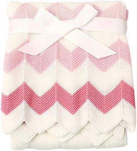 Cozyholy Baby Blanket Knitted Pink Chevron Soft Toddler Nursery Crib Throw Blankets Receiving Swaddle Blanket Stroller Cover for Boys Girls,40x30 inch