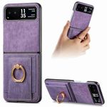 Knoowcase for Motorola Razr 40 Case Shockproof Wallet Phone Case with Card Slots Adjustable Ring Holder Kickstand PU Leather Protective Bumper Case Drop Protective Cover Case for Moto Razr 40, Purple