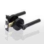 Plantex Zinc New Age Bathroom Door Locks/Key-Less Door Lock Knob Set For Bedroom/Balcony/Office/Storeroom With Adjustable Latch-Reversible Design(Black Finish,30Mm To 50Mm Door Range)