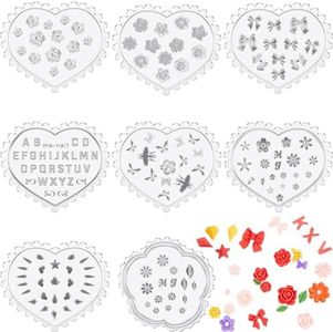 Zeyune 8 Pcs Small Flower Polymer Clay Molds Mini Flower and Leaf Polymer Clay Molds for Jewelry Making Rose Daisy Silicone Molds Earring Clay Cutters Polymer Clay Molds for Earrings (Vivid)