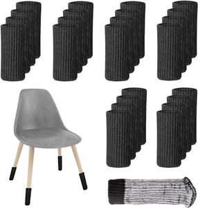 Ninonly 24Pcs Chair Leg Socks Protectors for Hardwood Floors High Elastic Knitted Chair Leg Floor Protectors for Avoid Scratches Furniture Leg Socks - Black