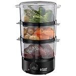 Russell Hobbs 3 Tier Electric Food Steamer, 7L, Dishwasher safe BPA free baskets, Stackable baskets for easy storage, Rice bowl inc, 60 min timer, Healthy eating, Energy saving, 400W, 26530