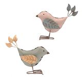 Notakia Small Animal Statues Metal Tin Works Decorative Small Cute Lovers Songbird Song Bird Statue Figurine Home Décor, 5.5" x 5.7" x 1.8", Rust/Brown (2Pcs Metal Birds)