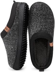 MERRIMAC Men's Slip-on Slippers Comfy Memory Foam Non-slip Indoor House Shoes Black,10-11 US
