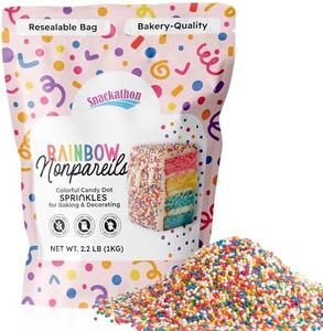 Snackathon Sprinkles for Baking & Decorating, Rainbow Nonpareils, 2.2 LB Bulk Resealable Bag – Colorful Candy Dot Toppings for Cupcakes, Birthday Cakes, Cookies, Ice Cream & Desserts