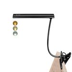 CeSunlight LED Clip on Desk Lamp, Bed Headboard Light with Clamp for Reading, 3000K – 6500K Color Temperature Setting, Stepless Brightness Control, Long USB Cord and AC Adapter Included (Black)