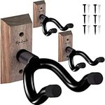 Guitar Wall Mount Hanger 3-Pack, Black Walnut Guitar Hanger, Guitar Accessories for Acoustic Electric Bass Guitar at Home and Studio