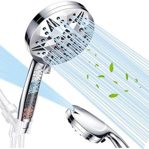 Kovizen Shower Head,10 Functions High Pressure Shower Head,15-Stage Water Filtration - Anti-Clog Nozzles,Large Filtered Shower Head for Tubs Tiles Walls Pets Cleaning