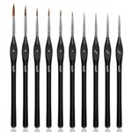 Fine Detail Brushes with Triangular Handles,10 Miniature Brush for Fine Detailing & Art Painting,Acrylic&Nail, Models,Watercolour, Miniatures,Oil, Wargaming figures.(golden maple series）