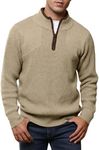 JMIERR 1/4 Zip Pullover Mens Stylish Casual Ribbing Edge Knit Sweaters and Pullovers, US 40(M), Shallow Khaki