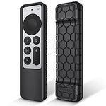 Fintie Protective Case for Apple TV Siri Remote 2021 2022 - Honey Comb Lightweight Anti Slip Shockproof Silicone Cover for Apple TV 4K / HD Siri Remote Controller (2nd Gen / 3rd Gen), Black