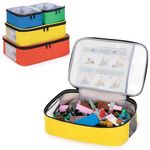 Rexmica 4-piece Toy Storage Organizer Bag Compatible with Lego Bricks, Travel Organizer Case for Building Blocks, Car Toy, Dolls, Crafts or other Small Parts, Blocks Toy Storage Bag with Visible Top