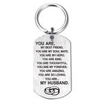 Anniversary Keychain Gifts for Husband Him Men, My Husband Keychain from Wife, I Love You Soulmate Gifts for Him