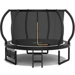 Devoko Outdoor Trampoline 7.5ft/10ft/12ft/14ft GS Certified Garden Trampoline With Safety Net,Non-Slip Ladder& Shoe Organiser,Available For Toddlers And Adults,Up to 150kg