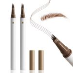 Boobeen 2 Pack 4-Tip Microblading Eyebrow Pen, Waterproof Eyebrow Pencils for Women to Effortlessly Create Natural Hair-Like Strokes, All-Day Wear