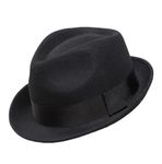 Decentron Men's Wool Felt Winter Hat Short Brim Fedora Hat Black Large