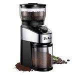Dr Bruce Conical Burr Coffee Grinder , Electrical Coffee Mill With Precise Grind Setting from Coarse To Fine ,2-12 Cups Selection , Stainless Steal Coffee Grinder