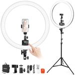 NEEWER Advanced 18 inch LED Ring Light for Phone, LCD Touch Screen, 2.4G Remote Lights Control, 3200-5600K, Tripod Light for iPhone Action Camera, for Studio Makeup TikTok YouTube Video Salon (Black)