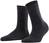 FALKE Women's Cosy Wool Socks, Warming, Merino Viscose Cashmere, Crew Length, Light Boot Stockings, Trendy Clothing, Grey (Anthracite Melange 3089), 5-7.5, 1 Pair