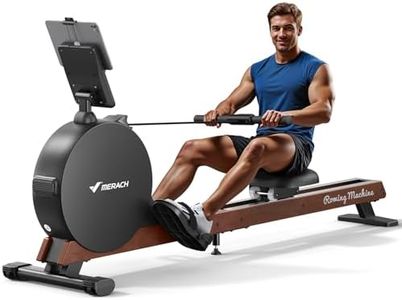 MERACH Professional Self Generated Rowing Machine, Upgraded 60kg Peak Magnetic Resistance, Auto Resistance Adjustment, Dual Wooden Rails, LED Display– A Ideal Blend of Professionalism and Art (Black)