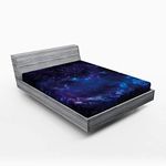 Ambesonne Sky Fitted Sheet, Space Night Time Universe Stars and Nebulas Distant Parts of Galaxy, Bed Cover with All-Round Elastic Deep Pocket for Comfort, King Size, Purple Charcoal Grey