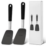 Unicook Upgraded Silicone Spatulas, 2 Pack Egg Turners, 600°F Heat Resistant Silicone Flippers, Kitchen Cooking Utensils, Ideal for Flipping Eggs, Pancakes, Burgers, Crepes and More, Small and Medium