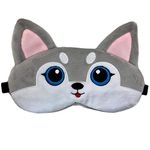 Fluffy Animal Eye Mask for Sleeping - (Husky) Adjustable Strap Sleep Mask