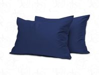 MistyMorning Pillow Cases 2 Pack, Soft & Premium quality Bedding & Linen, Egyptian Cotton with 200 Thread Count. (50 * 75+15 cm (Navy)