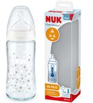 NUK First Choice+ Glass Bottle | 0-6 Months | Temperature Control | Silicone Teat | Anti-Colic Valve | BPA Free | 240ml