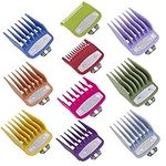 10 Pack Clipper Guards Cutting Guides for Wahl Clipper with Metal Clip/Color Coded-from 1/16 Inch to 1 Inch(1.5-25mm)，Fits All Full Size Wahl Clippers (Colorful)