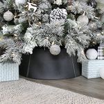 AuldHome Black Metal Tree Collar (Large 29-Inch); Enamelware, 5-Panel Set Christmas Tree Accent, Distressed Retro Style