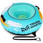 Inflatable Snow Tube for Kids & Adults, 48” Large Snow Sled with Thickened Canvas Cover, Heavy-Duty Snow Tube with Wear-Resistant Material and 3-in-1 Inflatable Valve, Perfect for Winter Outdoor Fun