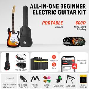 Donner 39-Inch Electric Guitar – Sunburst Finish
