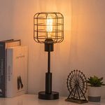 HAITRAL Modern Table Lamp - Edison Bedside Desk Lamp for Bedroom, Office, Dorm, Living Room, Black