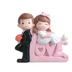 ikasus Romantic Wedding Cake Toppers Bride and Groom Figurines Resin Valentine Day Love Cake Toppers Decorations for Car Home Office Wedding Anniversary Engagement Birthday Party Decor Type 1