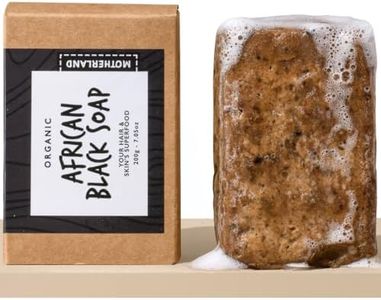 African Black Soap 200g- Raw, Natural and Clarifying - For Acne-Prone Skin, Deeply Moisturises & Soothes - Face & Body Bar for Sensitive, Oily Skin