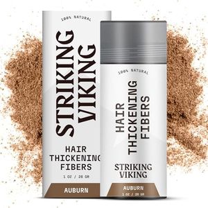 Striking Viking Hair Fibers for Thinning Hair - Hair Building Fibers (Auburn) 28g - Naturally Derived Formula - Long Lasting Hair Powder for Undetectable, Thicker Looking Hair for Men & Women