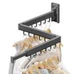 LIENAHU Drying Rack Clothing,Wall Mounted Clothes Drying Rack,Laundry Drying Rack,Folding,Retractable,Collapsible Drying Rack,Hanger Rack for Laundry,Dryer Rack Wall Mount(Grey-Hooks)