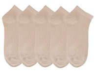 LEALDEALZ Ankle Length Socks For Men And Women, Pack Of 5 Cotton Socks - Beige Coloured - Free Size